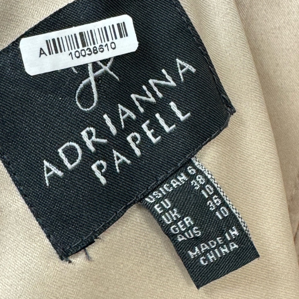 Adrianna Papell Strapless Embroidered Lace Cocktail Dress Gold Beige Size‎ 6 EUC - Picture 3 of 15